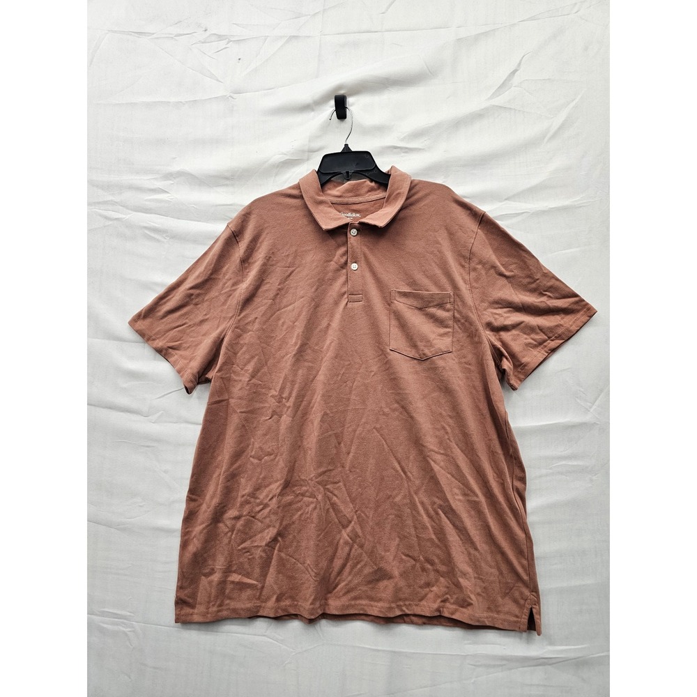 Goodfellow & Co Mens Vintage Polo Shirt Brown Cotton Relaxed Size‎ XXL